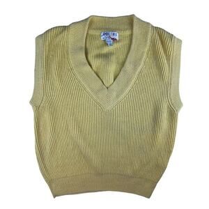 Vintage 1980s oversized sweater vest yellow Colors by Brooks large